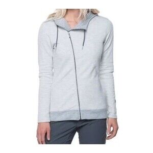 KUHL Arva Hoodie Long Sleeve Sweatshirt Asymmetrical Zipper & Pockets‎ Grey SZ S
